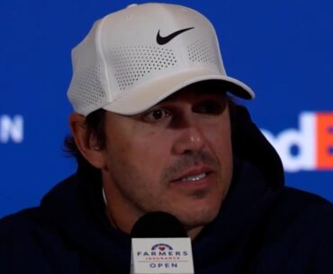 Brooks Koepka faces media after LIV exit, PGA Tour return, Farmers Insurance Open, tee times, reaction, phone call to Tiger Woods, news