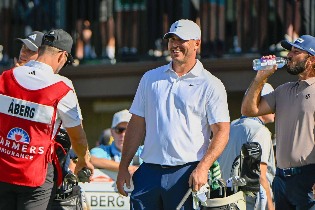 Brooks Koepka (USA) looks over his tee shot on 10 (NC) during the second round of the Farmers Insurance Open on January 30, 2026, at Torrey Pines Golf Course, La Jolla, California.