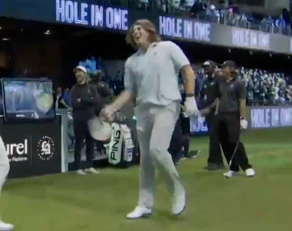 Neal Shipley rightfully celebrated after nailing the first hole-in-one in TGL history