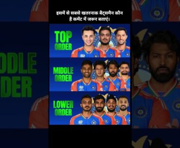 India ka PERFECT Batting Order 😱 Top–Middle–Lower Order Full Power 💥🇮🇳 #Shorts#cricketshorts #mha