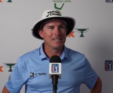 Joel Dahmen Chips In on 16 (Wearing a Seahawks Helmet!) 😂 | Phoenix Open Round 1 Interview
