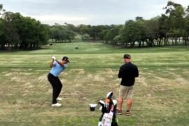 Joseph Bramlett Golf Swing on the driving range Valspar Championship 2023