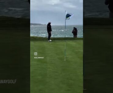 Insane Flop Shot! 50 mph winds Pebble Beach Golf Links #golfshot