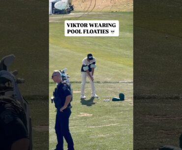 Viktor Hovland spotted wearing POOL FLOATIES to train on the WMPO range 💀 (via qualifiedcaddie)
