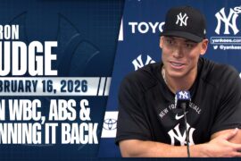 Aaron Judge talks Yankees running back same team as last year, prepping for WBC & using ABS system