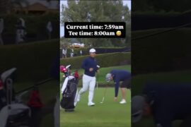 Tom Kim was BOOKING IT to make his tee time at the 2024 @thegenesisinv 🏃‍♂️💨