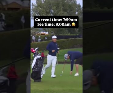 Tom Kim was BOOKING IT to make his tee time at the 2024 @thegenesisinv 🏃‍♂️💨