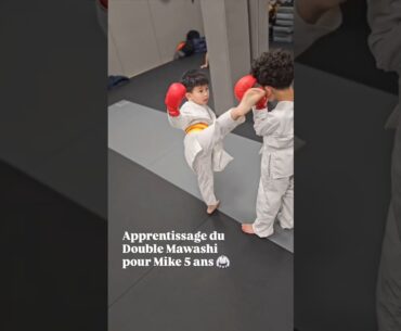 Apprentissage du Double Mawashi Geri pour Mike 5 ans 🥋🏯#karate #kicks #mawashigeri