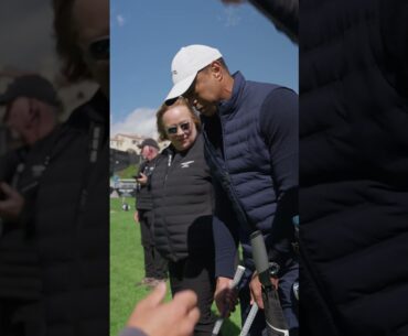 Tiger Woods spent some time catching up with Collin Morikawa at Riviera