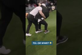 Billy Horschel and Collin Morikawa just started wrestling mid-match 🤣 #shorts