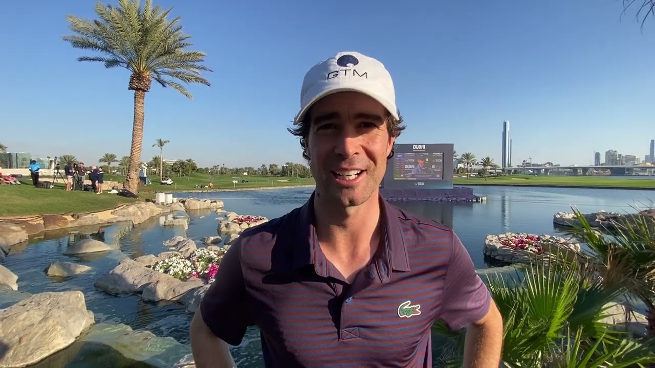 David Morago, caddie de Nacho Elvira, atiende a Ten Golf tras la victoria en el Dubai Invitational