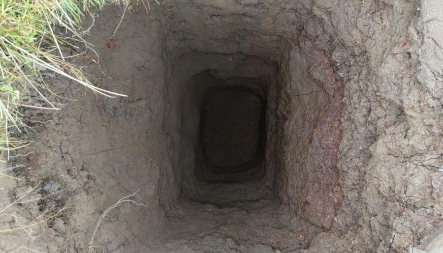 30 foot shaft at Perranporth Golf Club in Cornwall after storm