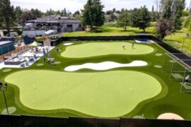Aerial view of The Backyard Golf Company&rsquo;s new facility in Surrey adjacent to the Clayton Hills Par 3 course. First Tee B.C. is bringing its youth development golf program to the course this year. (Photo: Tom Zillich)
