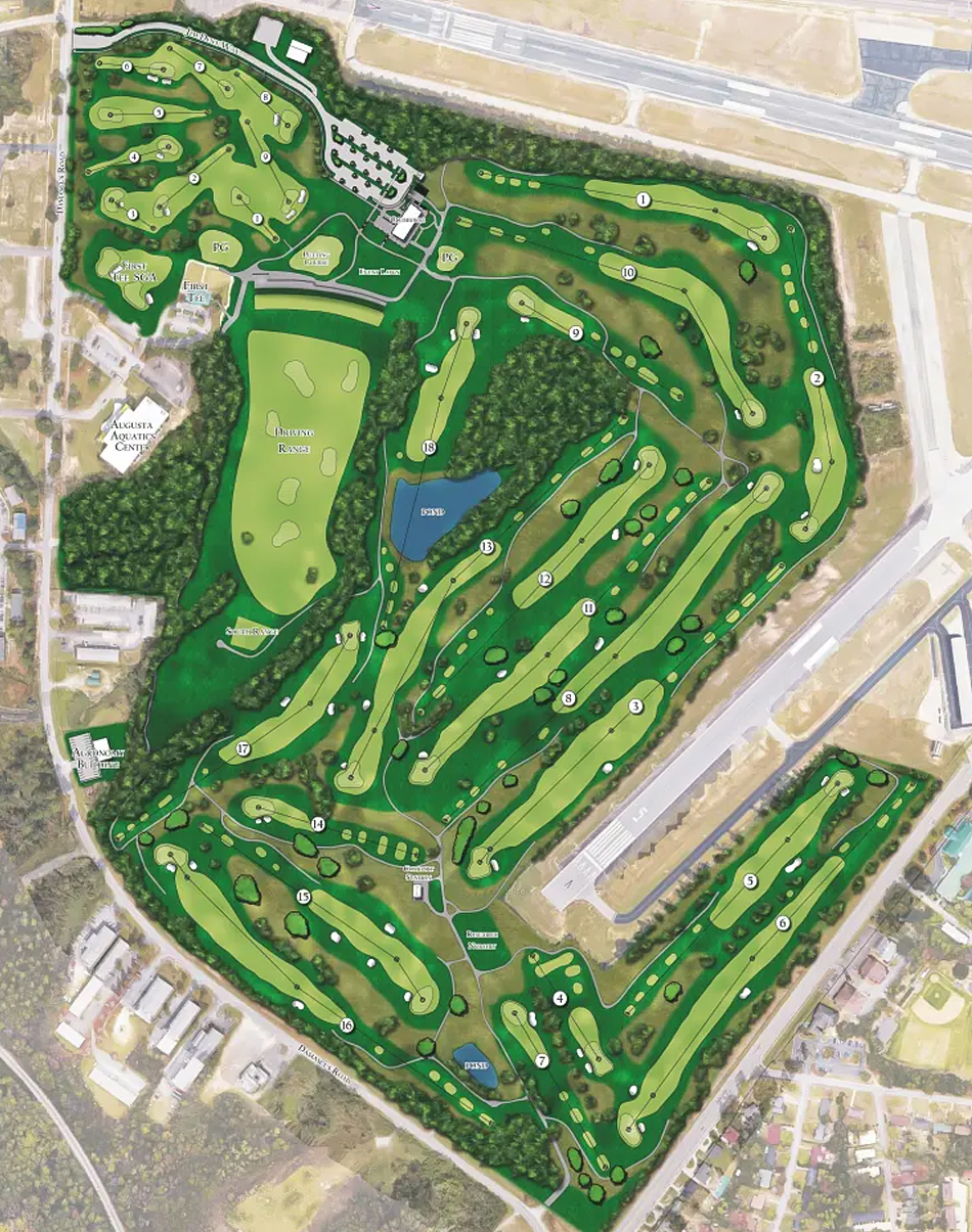 The routing map shows both courses and the new practice facilities (Image: Augusta Municipal Golf Course)