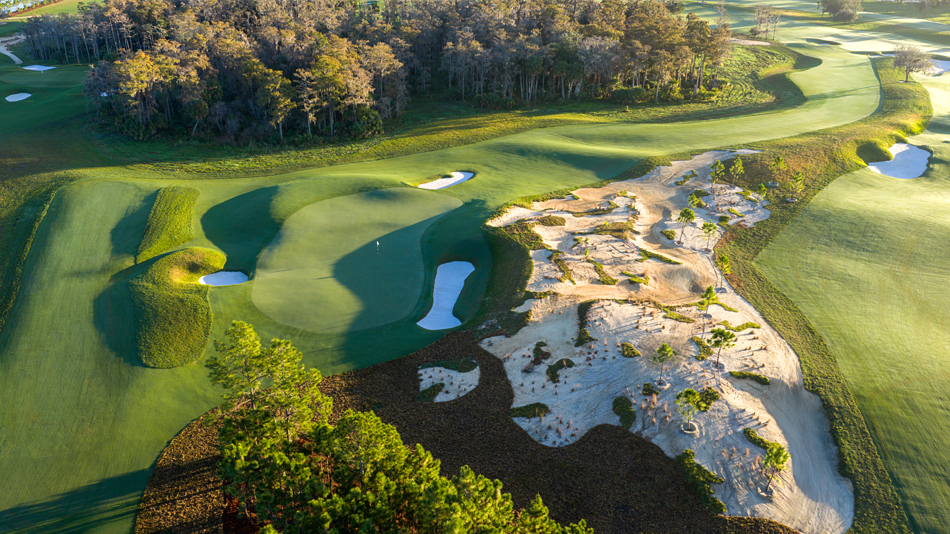 At the par-three seventeenth, a large dune hides the back-left portion of the green (Photo: Steve Szurlej)