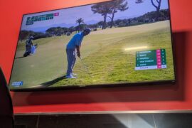 This TV at my gym has been frozen on this guy for months. It's driving me crazy. Can someone please tell me if he at least gets it on the green?