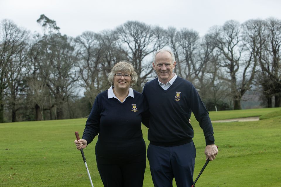 Captains Mary Doran and Larry Byrne at the
Coolattin Golf Club's Captains' Drive-in. All photos by Joe Byrne