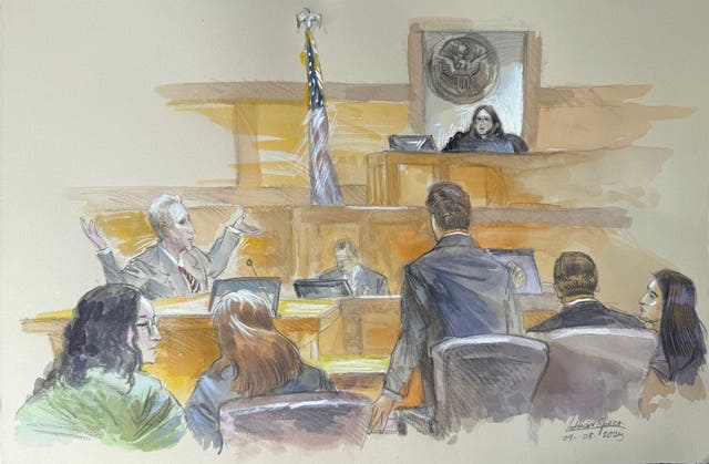 A courtroom sketch
