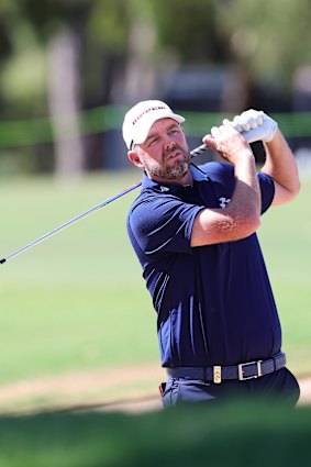 Marc Leishman of Ripper GC in the bunker on the 13th.