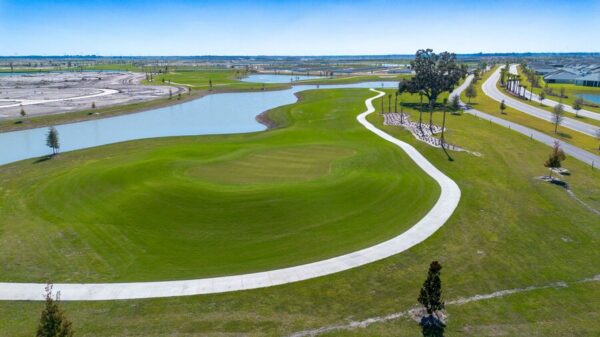 An aerial shot of Honeysuckle Executive Golf Course in The Villages.