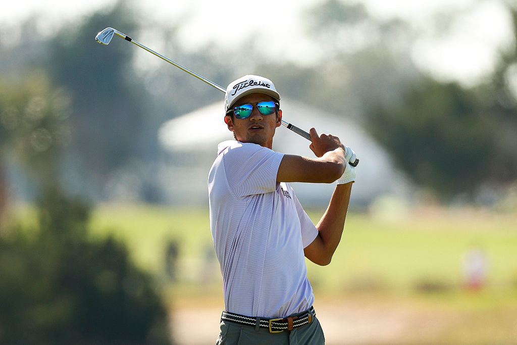 Round 1 Picks for the Cognizant Classic ST SIMONS ISLAND, GEORGIA - NOVEMBER 19: Ricky Castillo hits a tee shot on the third hole prior to The RSM Classic 2025 at Sea Island Resort on November 19, 2025 in St Simons Island, Georgia. (Photo by Mike Mulholland/Getty Images)