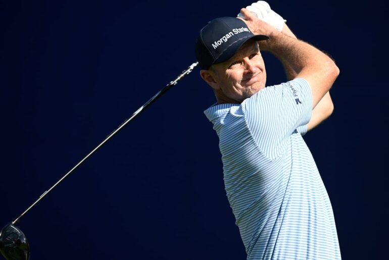 Justin Rose hits from the seventh tee of the South Course at Torrey Pines during the third round of the Farmers Insurance Open on Saturday.