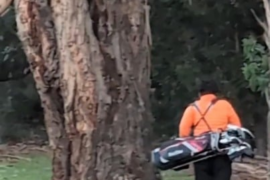 Scooter riding ball kicker caught in the act