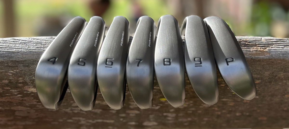 Toe & sole view of Cobra Darkspeed Iron set Toe & sole view of Cobra Darkspeed Iron set