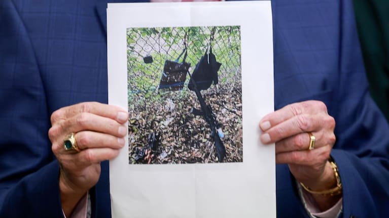 A photograph of the rifle and other items found where Ryan Routh was discovered. 