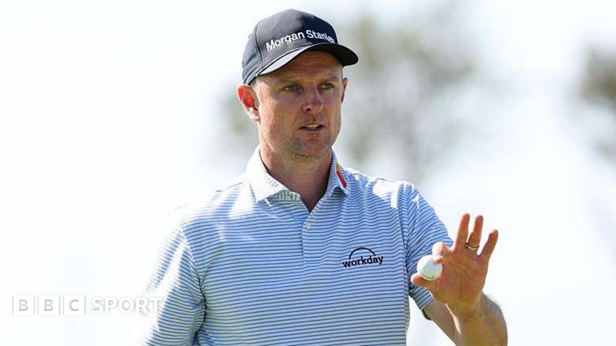 Justin Rose six clear at Farmers Insurance Open and as he chases 13th PGA win Justin Rose holds a golf ball up