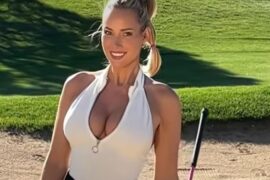 Paige Spiranac Wows Crowd in Statement Top During Swing