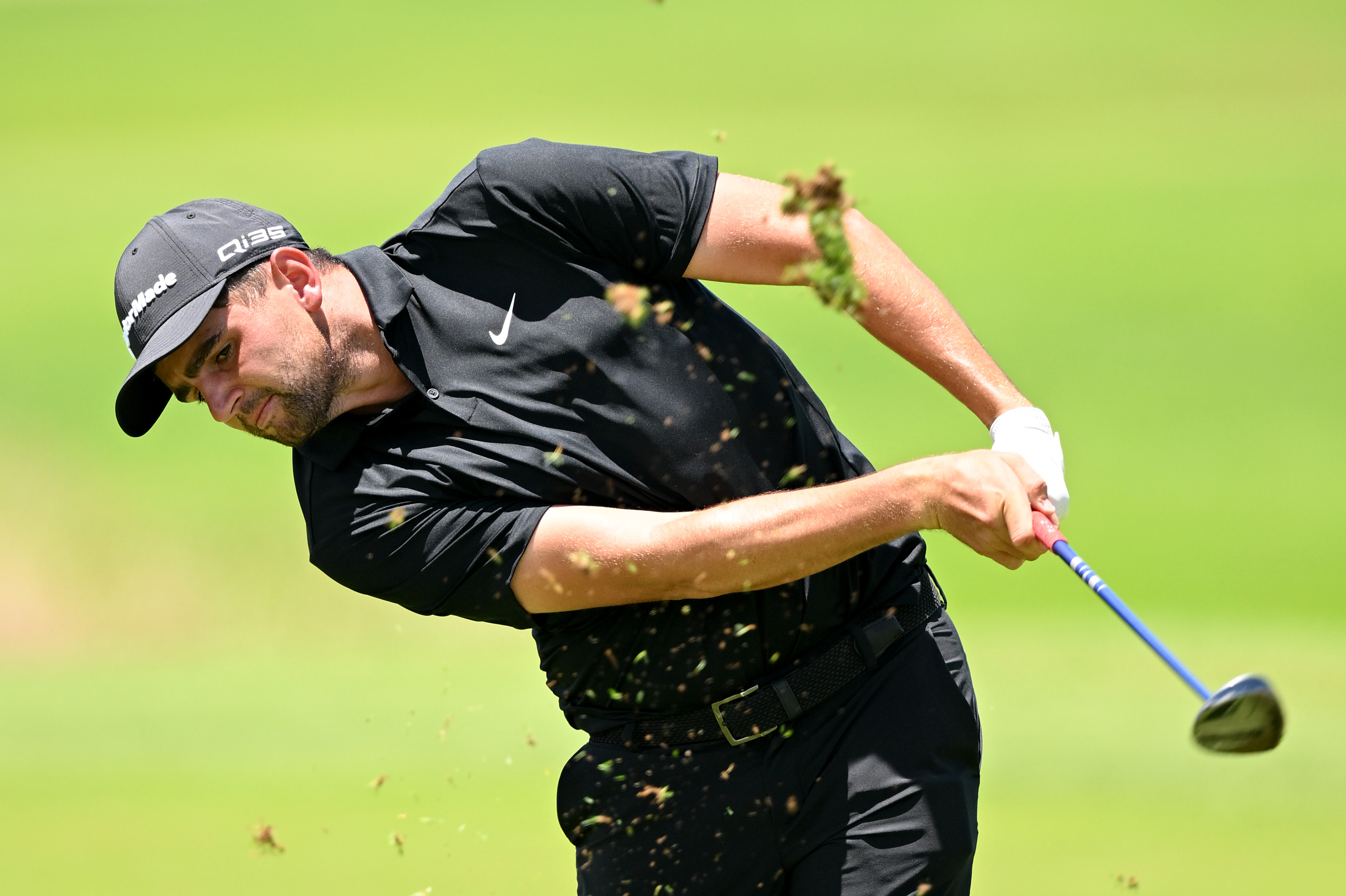 Casey Jarvis hits a fairway wood