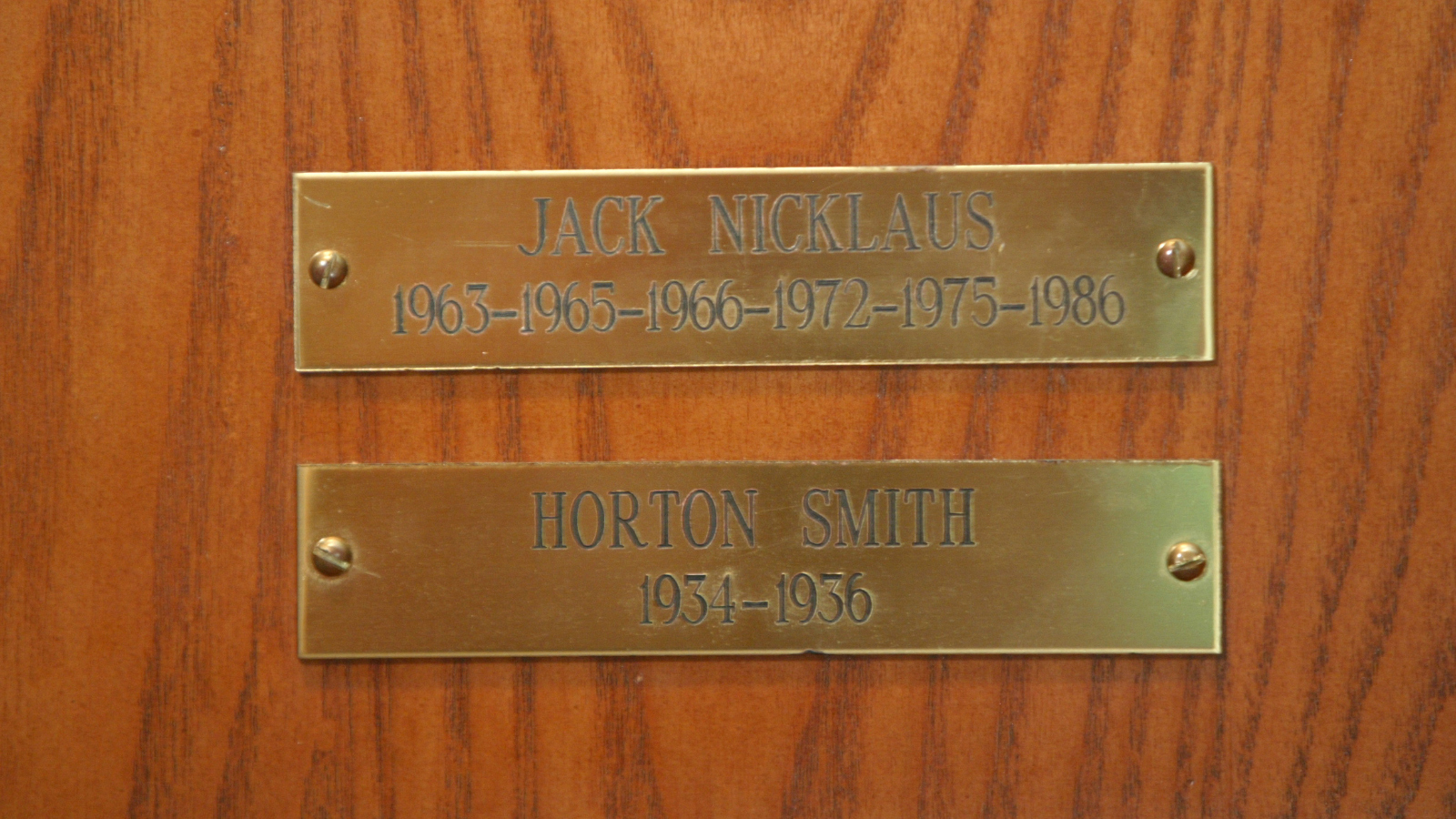 Horton Smith plaque at The Masters in the champions locker room