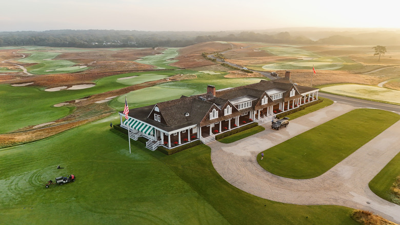 aerial view over Shinnecock Hills Golf Club in Southampton New York