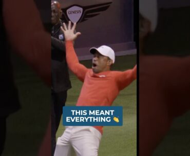 Tiger LOSES IT after Tom Kim’s INSANE Hole In One 😅 #tgl #golf #tigerwoods