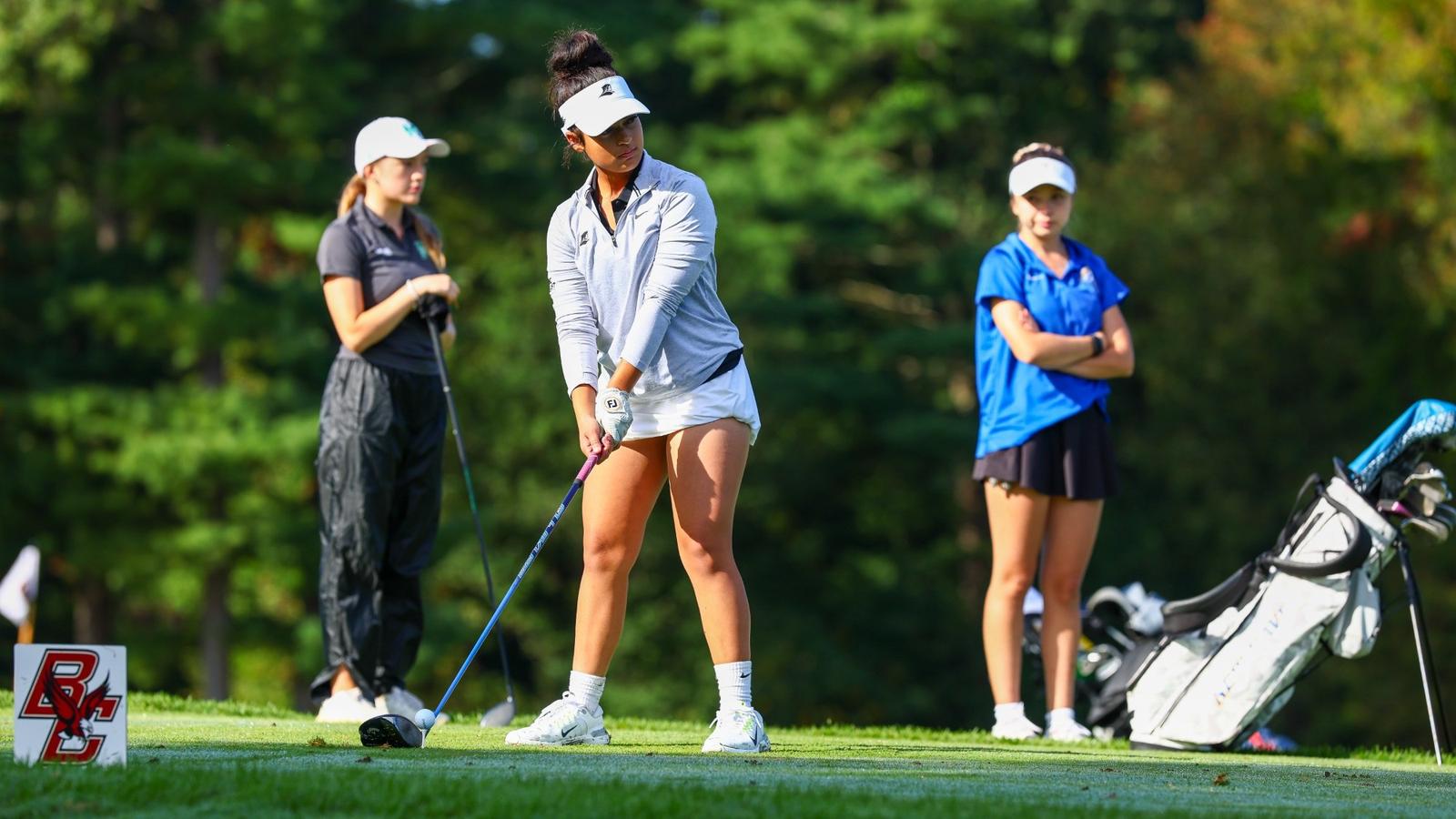 Women’s Golf Heads To MSU SoCal Spring Invitational Women's golf player Gwendolyn Yarnall hitting a tee shot