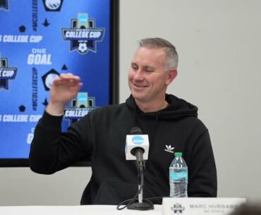 NC State soccer coach Marc Hubbard, Taig Healy, Donavan Phillip on Final Four win vs Saint Louis