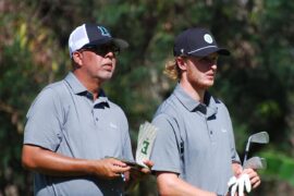 Robby Turnbull finishes a swing on the course in Hawaii