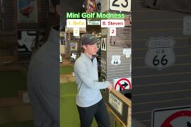 MINI GOLF MADNESS! ROUND 1, 1. Bella vs 8. Steven (Holes 1-2) #golf #minigolf #viral #puttputt
