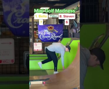 MINI GOLF MADNESS! ROUND 1, 1. Bella vs 8. Steven (Holes 3-4) #golf #minigolf #viral #puttputt