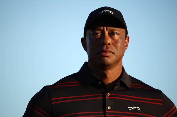 Tiger Woods looks on
