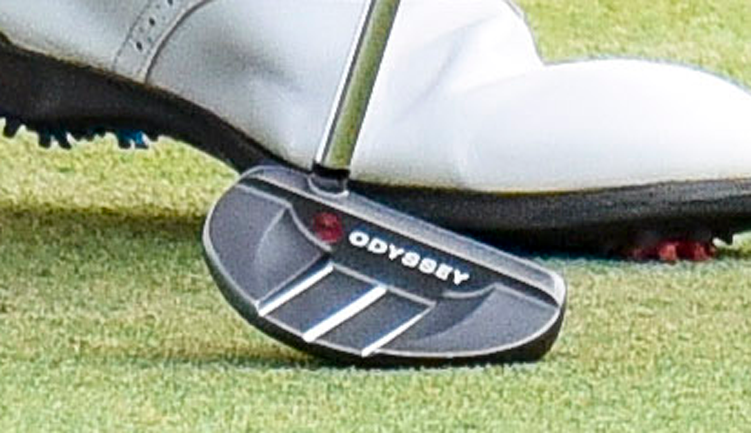 A close up of Webb Simpson's putter