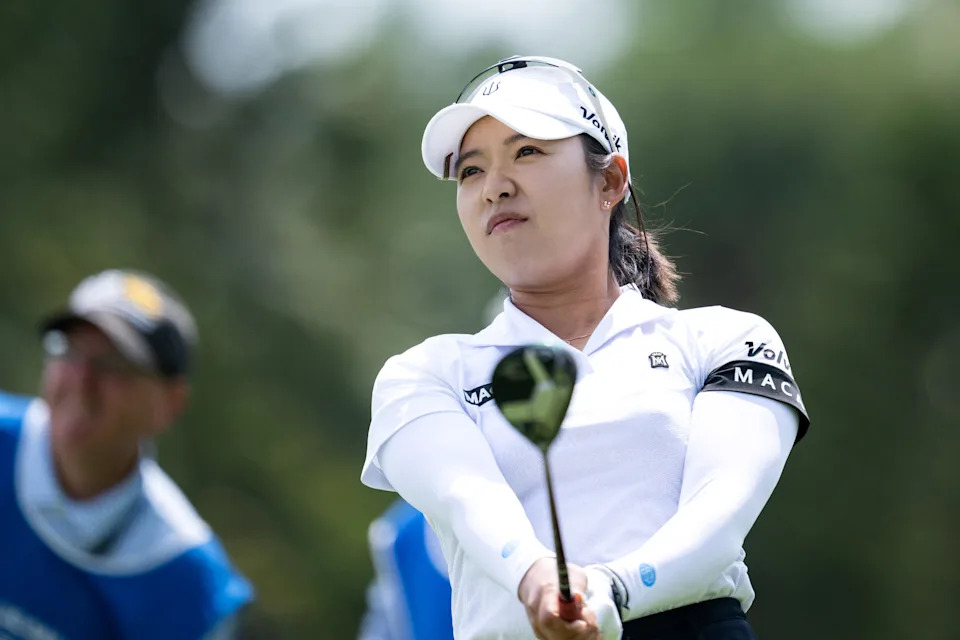 Lee Mi-hyang of South Korea plays a shot in the fourth round of the 2026 LPGA Blue Bay golf tournament at the Jian Lake Blue Bay Golf Club in Lingshui, on China's southern Hainan island on March 7, 2026.