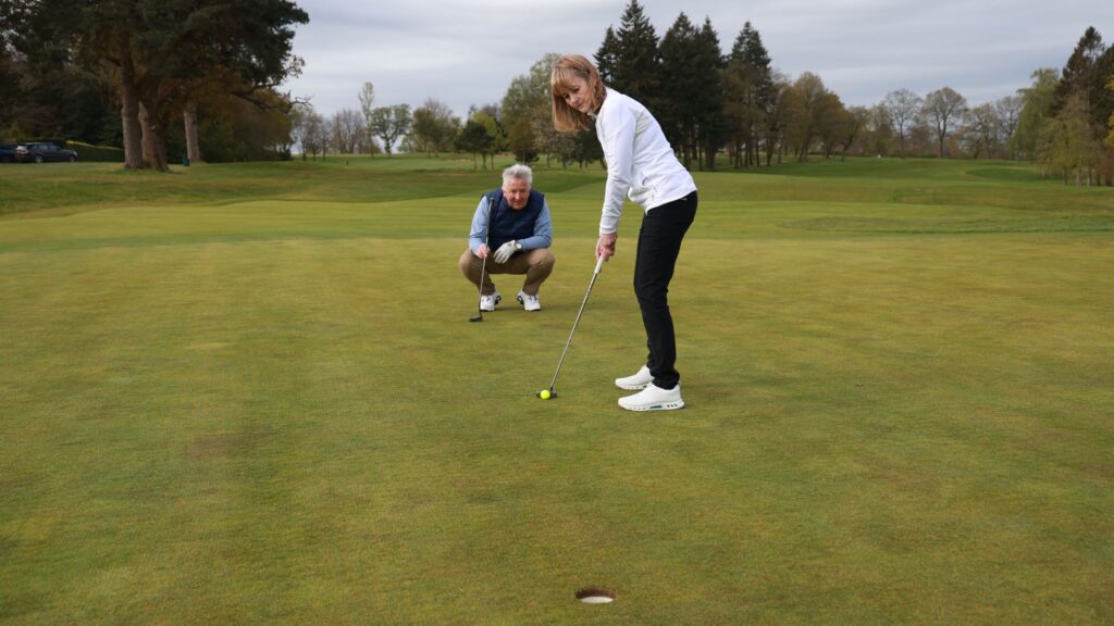 My Opponent In A Match Crouched Behind The Line Of My Putt