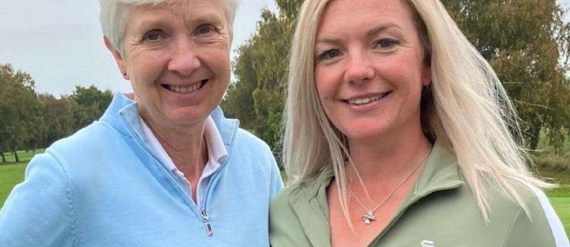 Canterbury Golf Club’s Sarah Wetherell holes 40-foot putt during Daily Mail Foursomes win over Boughton GC duo alongside playing partner Ali Ord