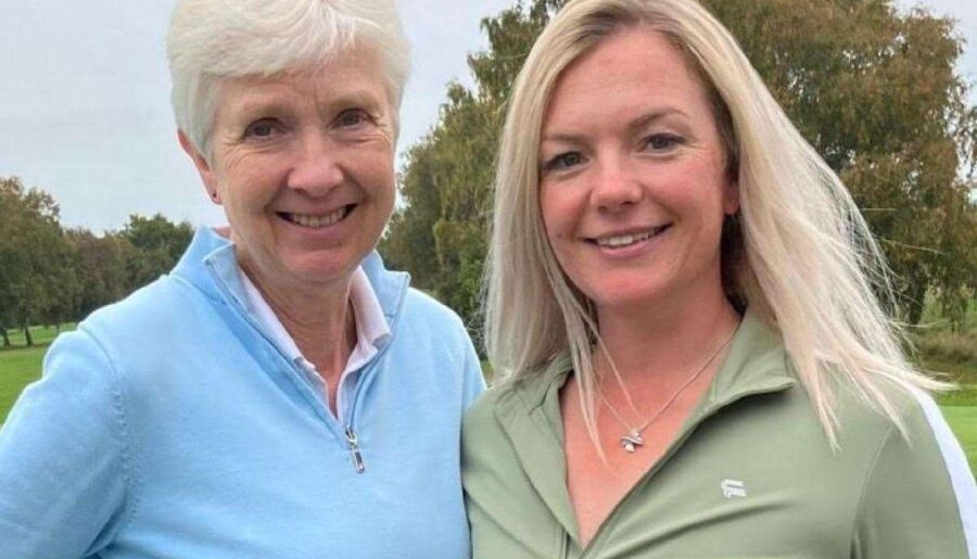 Canterbury Golf Club’s Sarah Wetherell holes 40-foot putt during Daily Mail Foursomes win over Boughton GC duo alongside playing partner Ali Ord