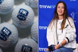 TGL branded golf balls and Michelle Wie West