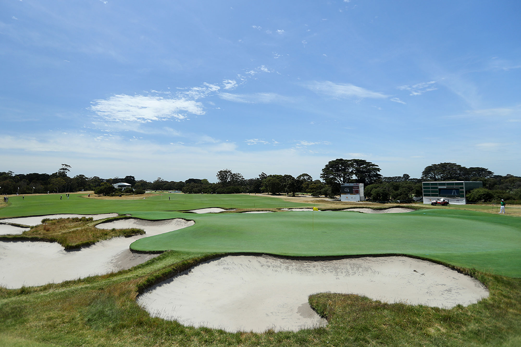 An image of a green surrounded by bunkers at Royal Melbourne Golf Club