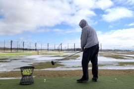 I was 5 c / 42 F with a heavy crosswind... but the outdoor mats are finally open at Golf L'express near Montreal