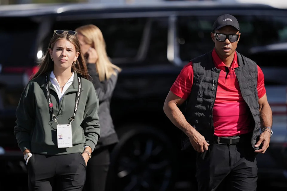 President Donald Trump’s grandchildren, including Kai Trump (pictured with Tiger Woods last year) were not allowed to be driven by the golf pro even before his DUI arrest last week, according to a report (Getty Images)